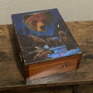 Vintage Brown Bear Metalic Colored Trinket box